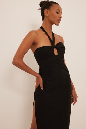 NA-KD Trend Robe Midi torsadée - Robes mi-longues - Noir - EU 32
