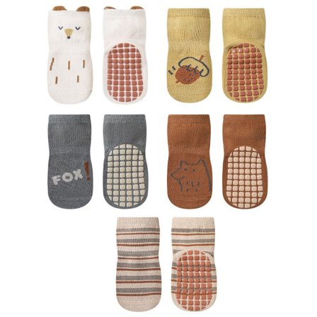 5 par småbarns anti-skli sokker med håndtak tegneserie gutter jenter L KLB