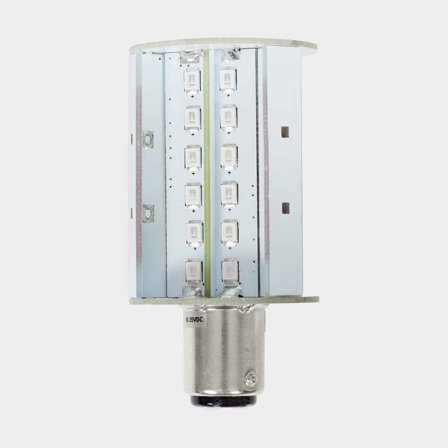 LED-lampa för lanterna NauticLED, 3.9 W (motsvarar 35 W), BAY15D, 360°, 10 - 35 V, Ø35 x 68 mm, röd/grön
