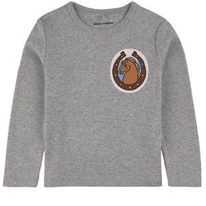 Mini Rodini Grey Melange Horses T-shirt 140/146 cm - Tops - 140/146 cm - Grey