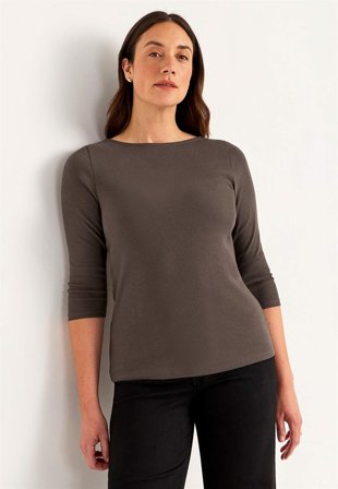 Cellbes of Sweden - Jerseytopp i økologisk bomull i brun for damer i størrelse 46/48