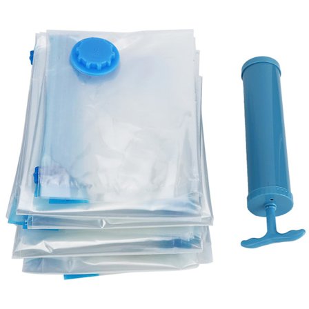 6 stk. dyne vakuum opbevaringspose gennemsigtig rejse tæppe tøj vakuum komprimeret pose (vakuum opbevaringspose + håndpumpe)