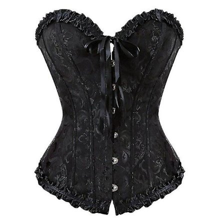 Sexiga kvinnor Bustier Korsett Blommig snörskorsett Toppbenad waist trainer Underkläder Overbust Korsetter Body Shaper Plus Size,svart