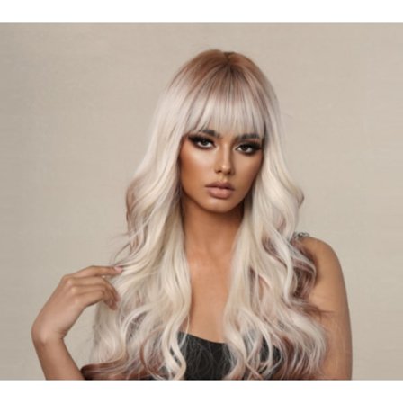 Nytt hårstycke för kvinnor med Qi-lugg, platina gradient choklad