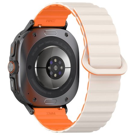 Samsung Galaxy Watch Ultra 47mm magnetiskt silikonarmband med justerbar ögla - Stjärnljus + Orange
