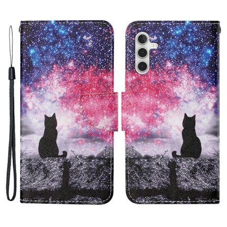Wonderland Samsung Galaxy A54 Flip Etui - Starry Sky / Kat