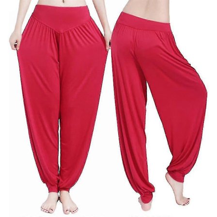 Hot Dame Stor Størrelse Casual Modal Harem Bukser Damer Danse Træningsbukser Yoga Sæt rød