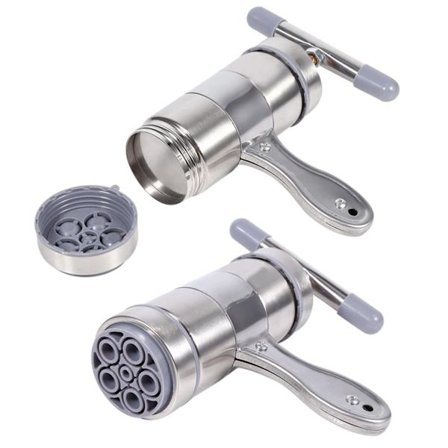 Hånddrevet nudelmaskine i rustfrit stål, bærbar pressejuicer, lille håndlavet nudelmaskine egnet til køkkenfamilier, 2 pakker