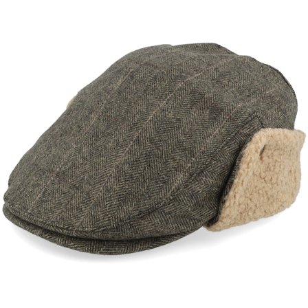Barts - Grijs flatcap Cap - Monzonite Cap Brown Earflap Flat Cap @ Hatstore