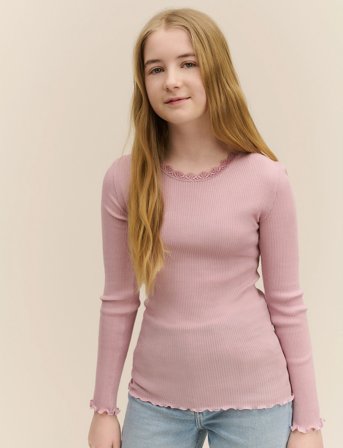 Rosemunde Kids Rkbalta Modal Ls Lace T-Shirt - Pink - 164