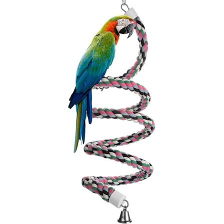 Fugl Spiral Tau Abbor, Bomull Papegøye Huske Klatre Stående Leker med Bjelle (Stor - 200CM)[D]