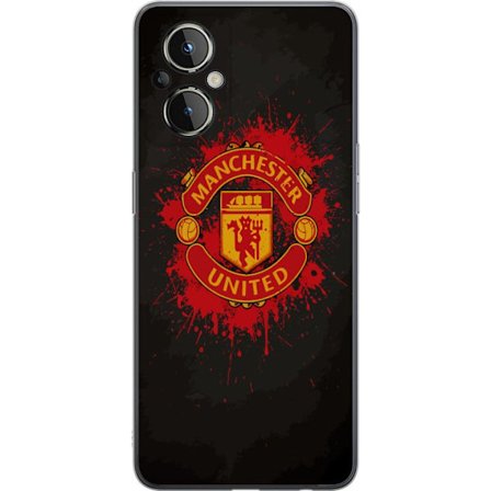 Kompatibelt Mobildeksel til OnePlus OnePlus Nord N20 5G Manchester United logo i rød og gul farge med røff sportslig bakgrunn