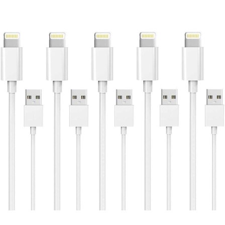 5-Pack 1M Lightning laddare iPhone 13/12/11/ Xs/Max/X/8/7/6/5/SE