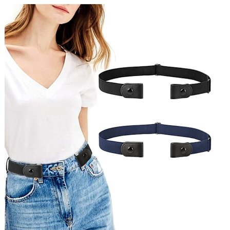 2 stk. Spænde-frit bælte til kvinder og mænd - Elastisk, usynligt bælte, der kan justeres