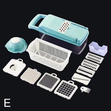 11 i 1 Grönsakshackare Fruktskärare Mandolinskärare med avloppskorg Potatis Lökhackare Dicer Grönsaksskärare