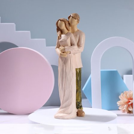 Brudepar-statuett bryllupskakepynt, brud og brudgom figurer