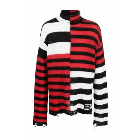 Balmain Patchwork Striped Turtleneck Rød, Herre Rullekraver