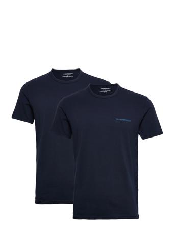 Men's Knit 2-Pack T-Shirt Underwear Night & Loungewear Pyjama Tops Blå Emporio Armani