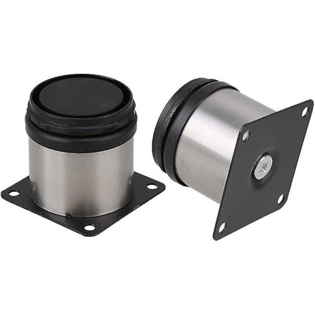 Sæt med 4 justerbare møbelfødder i rustfrit stål, 60x60 mm, sort/sølv