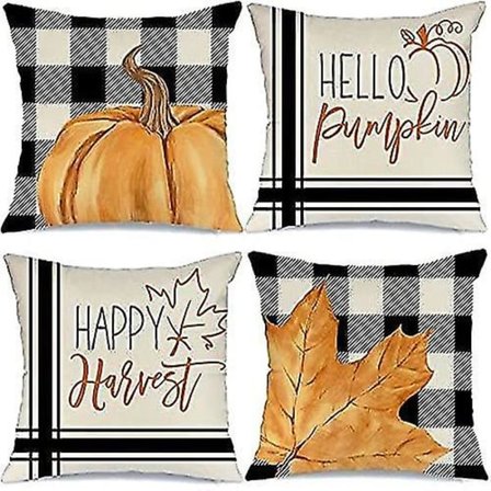 Putetrekk 18x18 Sett med 4 for høstdekorasjon Høst Putetrekk