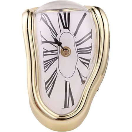 Kreativ Smältande Klocka, Salvador Dali Smält Klocka, för Hemmakontor Hylla Skrivbord Bordsdekoration, Rolig Kreativ Gåva (Guld)