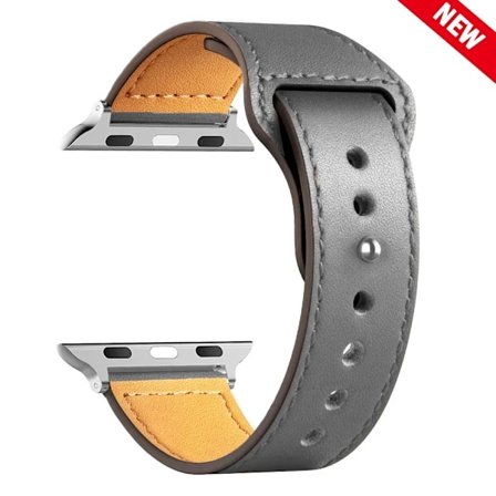 Læderrem til Apple Watch Ultra 2 49mm 44mm 40mm 38mm/42mm Sport Loop Armbånd iWatch Serie 9 8 7 3 4 5 6 SE 41mm/45mm Sølvgrå 49mm 42mm 44mm 45mm 