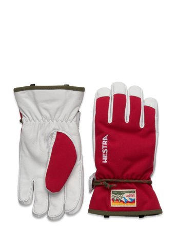 Hestra Wakayama Jr - 5 Finger Red - White - 12-13Y