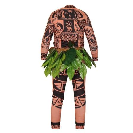 Disney Moana Maui Tattoo Kostyme Voksen Herr T-skjorte + Bukser + Bladbelte Komplett Antrekk Halloween Cosplay Party Dress Up Full Set 2XL