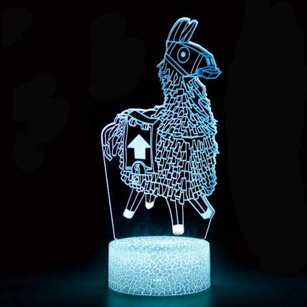 3D Nattlampa med 7 Färger, Bytbar Bordslampa, Cool Nattlampa för Barn, Födelsedag, Semester, Julgåva, Jul- och Festivalpresent (Llama Crackle Base)