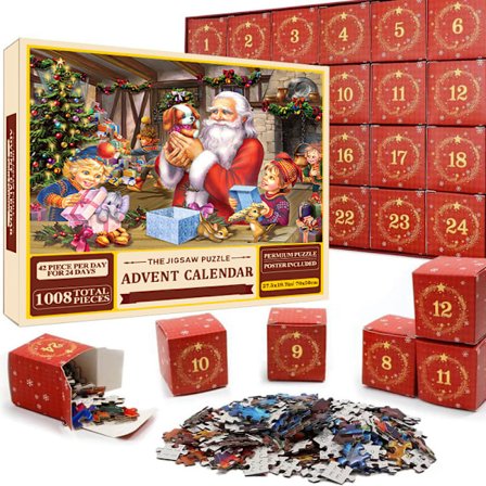 Palapeli joulukalenteri 2025, 1008 palapelin palaa 24 päivän joulun odotus joulukalenterit-palapeli SD27