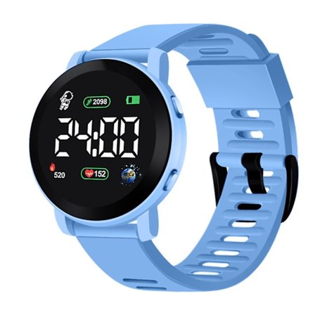 Digitalt LED-ur til børn, vandtæt, automatisk dato, ugekalender, sportsarmbåndsur til drenge og piger, mode elektronisk ur Sky Blue