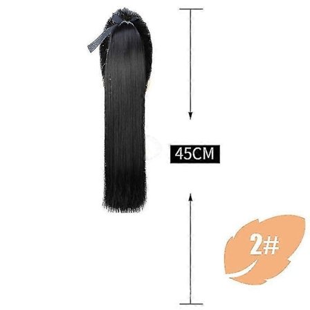 2025 Ny Långt Rakt Hår Peruk Hästsvans Hårförlängning Kvinnor Långt Hår Bind Hästsvans Fläta Peruk, svart