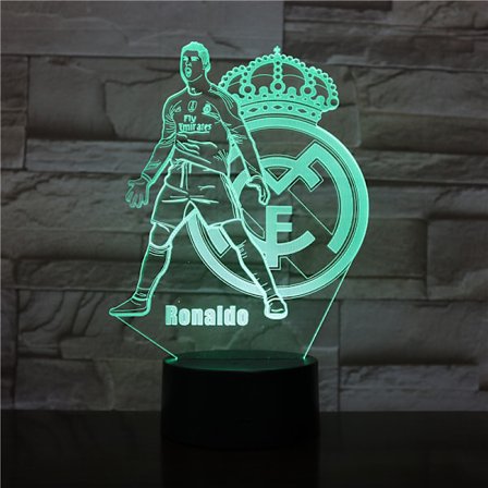 Real Madrid CF Ronaldo USB 3D Anime Natlampe Atmosfærisk LED Bordlampe Julegaver til fodboldelskere Dekorativ lampe til børn