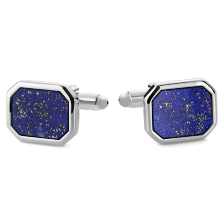 Oktagonale Sølvfarvede Manchetknapper med Lapis Lazuli til mænd