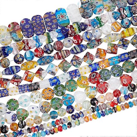 /EA/10 Trådar Blandade Lampwork Pärlor Millefiori Pärlor Glas Lösa Pärlor för Smyckestillverkning - 15 tum~16 tum