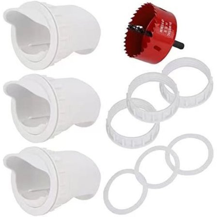 Foderautomat DIY Port PVC Gravity Fed Kycklingautomat 3 Portar och Hål