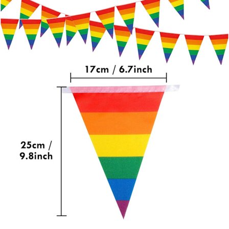 Flaggvimpel 10m Rainbow Pride, festlig farget vimpel