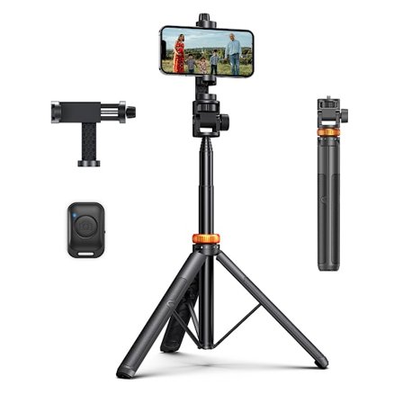 62" Telefonstativ, Eucos Selfie Stick Stativ med Fjärrkontroll, Uppgraderat Iphone Stativ & Resestativ, Stabilast Mobiltelefonstativ Jämfört med Ipho
