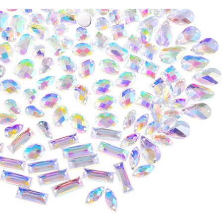 100 stycken genomskinliga AB-ädelstenar med platt baksida, sy på ädelstenar, fasetterade akryl