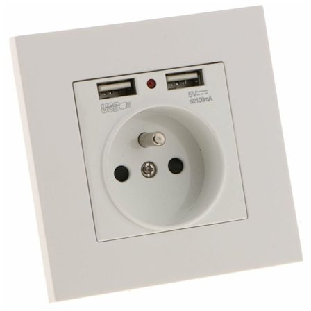 Sharplace Vägguttag, Vägguttag, Dubbel USB 5V/2100mA, 2 Port USB-uttag Bekvämt och Lätt att Hantera