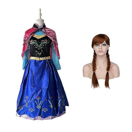 Anna Prinsessamekko Puku Disney Frozen Anna Cosplay Pukukangas Viitta Asu Vaatteet Aikuisille Naisille Halloween-vaatteet