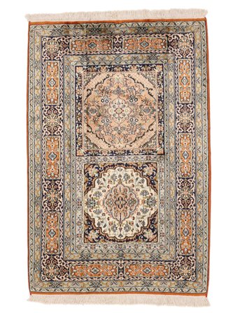 Medallion Piccolo Kashmir Puri Di Seta Tappeto 82X123 Seta