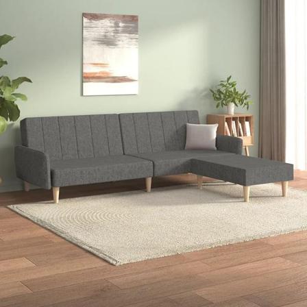 Vidaxl Bäddsoffa 2-sits Med Fotpall Ljusgrå Tyg Grå