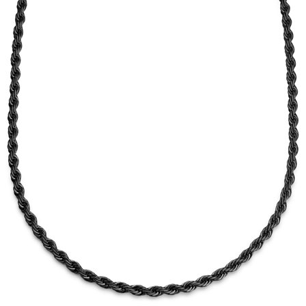 Essentials | Collar de cadena de cuerda en negro metalizado de 6 mm para hombres - Collares de cadena