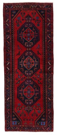 Tapis D'orient Hamadan 112X296 De Couloir Noir/Rouge Foncé (Laine, Perse)