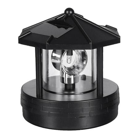 Solar Lighthouse Utomhus Trädgård Landskap Roterande Fyr Black L