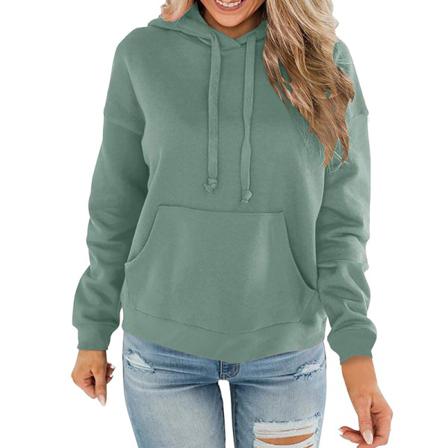 Kvinnor Pläd Gradient Fleece Fodrad Långärmad Pocket Hooded Toppar