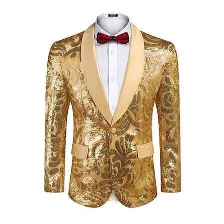 Menners Sequin Blazer Glitrende Glitterjakke Skinnende Blomsterdressjakke