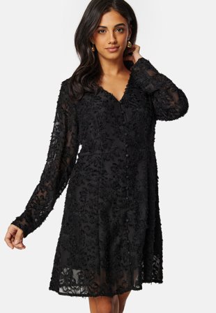 SELECTED - Fina LS Short Dress - Black - Kläder - - Bubbleroom