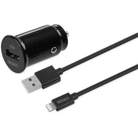Deltaco USB billadare med USB-C till Lightning kabel, 12 W, 1m 1